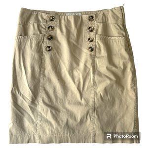 H&M tan pencil skirt double breasted skirt sz8